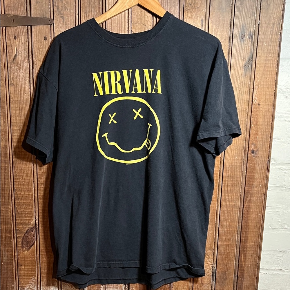 NIRVANA Black and Yellow Smiley Tee